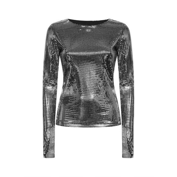 Mm6 Women Silver Metallic-Effect Long-Sleeved Shirt